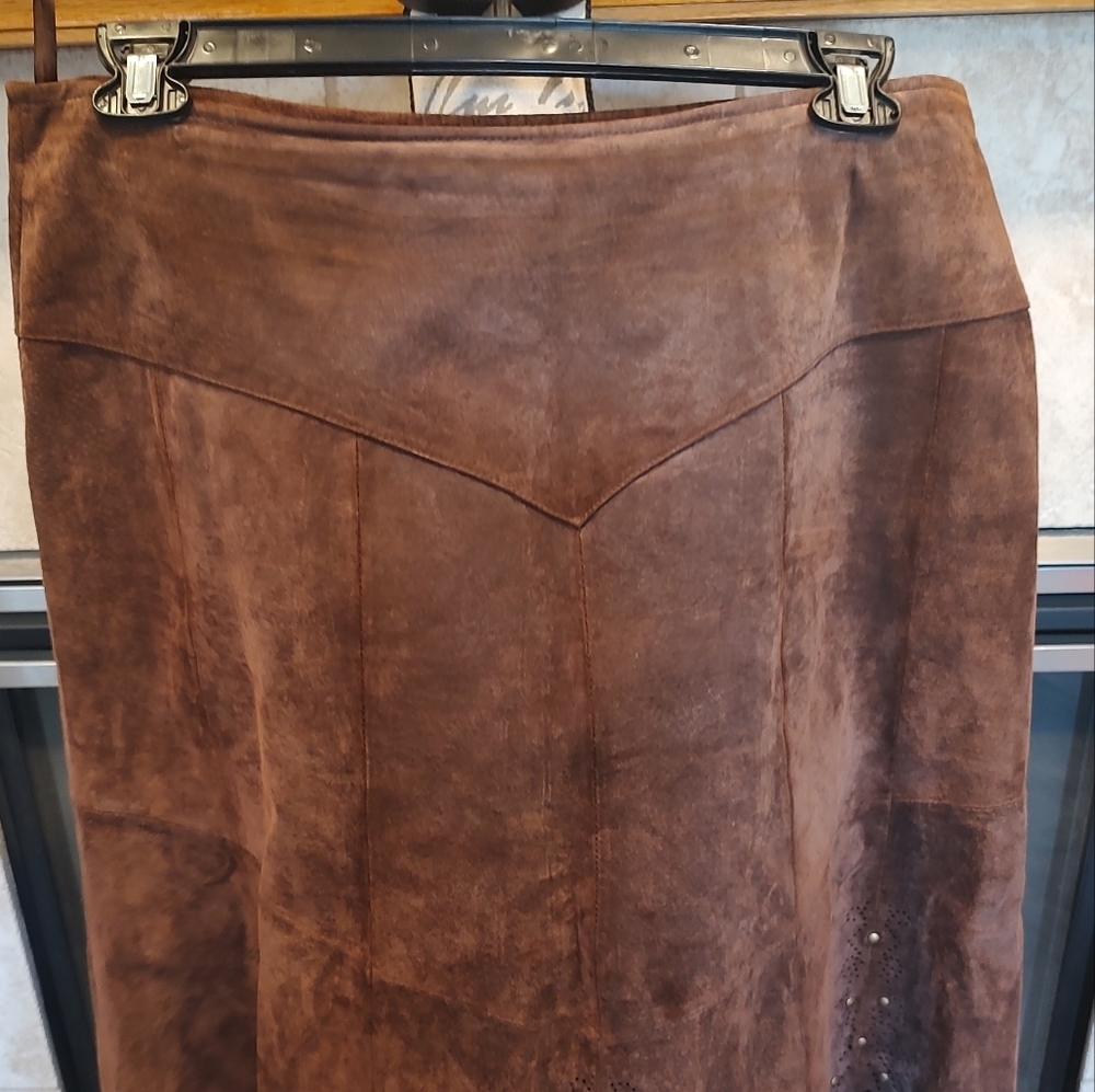 Leather Brown Petite Large Skirt! - Picture 5 of 12